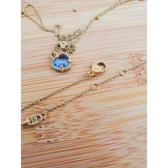 Judith Ripka JR Two Heart Double Chain Necklace Sterling Silver 925 Gold Plated - Picture 7 of 8